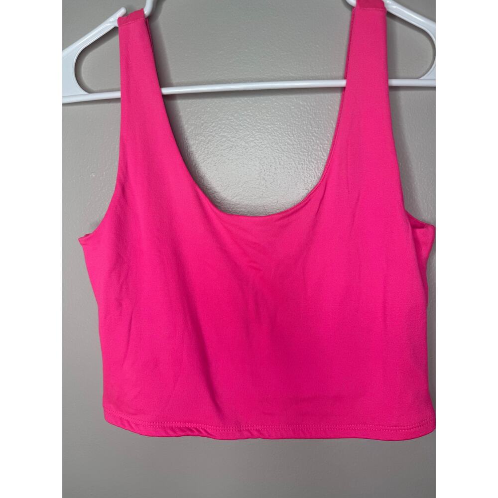 Pink Scoop Neck Cropped Basic Tank Top Womens Size Small